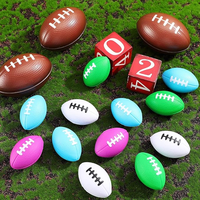 Blulu 30 Pack Mini Footballs Foam Stress Ball Bulk 2.17" for Kids Adult School Party Favor Gift Small Sports Valentines Ball Toy for First Year Down Birthday Party Homecoming Game Goodie Bag Stuffer