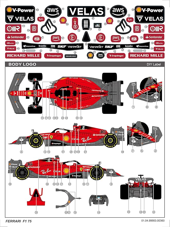 Voltz Toys Authentic Licensed 1:12 Ferrari F1 75 Remote Control Car - F1 Collection RC car Series for Kids and Adults - 2.4GHz RC Car for Gift (1:12 Ferrari F1 75)