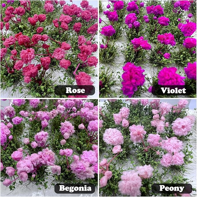 Woohome Flower Cluster Flower Vegetation Groups Grass Tufts Miniature Static Scenery for DIY Architecture Building Model Railway Train Diorama Garden Scenery Landscape Layout (4 Colors)