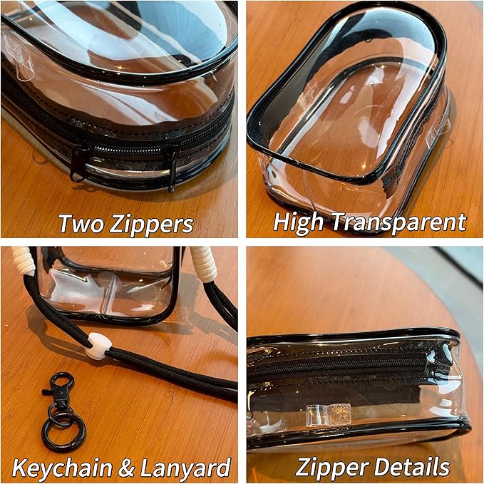 Clear Figure Display Bag with Keychain and Lanyard, Protective Doll Case, 18.5cm/7.28in Crossbody Doll Storage Bag