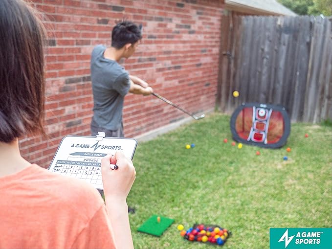 A GAME SPORTS Golf Chipping Net with Mat - Practice Net for Backyard & Indoor/Outdoor Swing Training