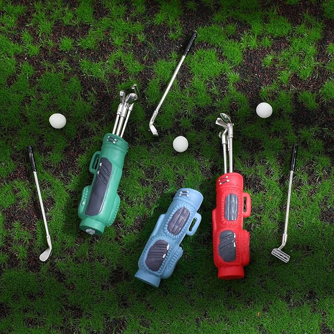 3 Sets Miniature Dollhouse Accessories Sports Miniature Golf Clubs Mini Golf Club Model Toys for 1:12 Scale Dollhouse Decorations, Red Blue Green
