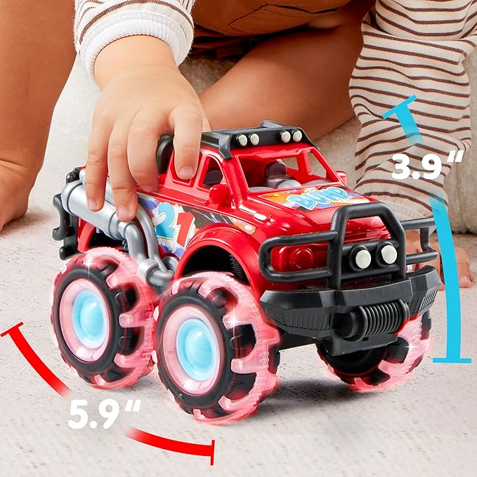 3Pack Monster Truck Toy - Toy Truck with Flashing LED Wheels - Light-Up Cars for Toddlers - Easter Basket Stuffers Birthday Gift for Boys Girls - Friction-Powered