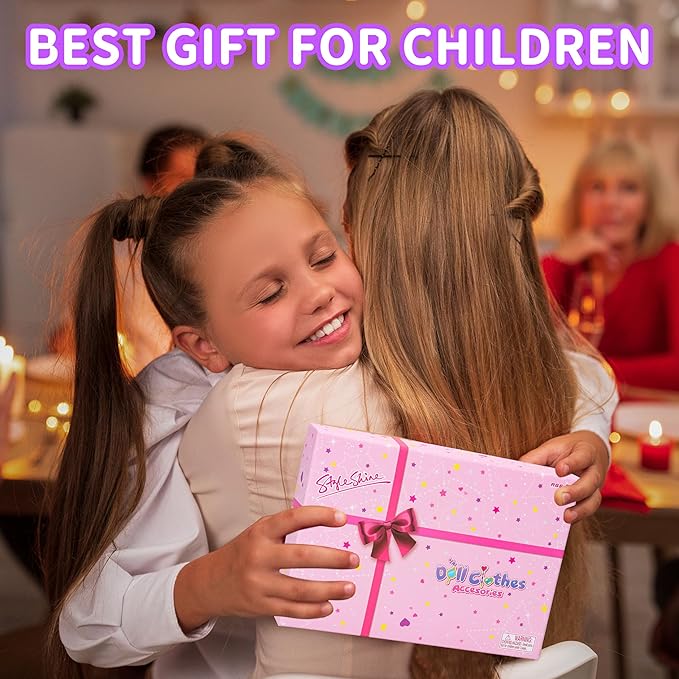 Style Shine 70 Pcs Doll Clothes and Accessories,4 Wedding Gowns 2 Evening Dresses 8 Fashion Dresses 6 Set Casual Outfit Top and Pant 2 Swimsuit,18 Hanger 10 Shoe 20 Accessories Toys for Girls Kid Gift