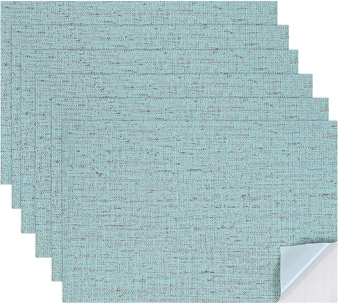 uxcell 6 Sheets Miniature Dollhouse Wallpaper, Linen Texture Self-Adhesive PVC Flooring Wall, Mini Wall Decor for Dollhouse Sand Table Model Accessories 11.81 x 7.87 Inch (Dark Blue)