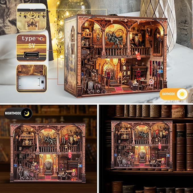 Book Nook Kit - DIY Tiny Home Dollhouse with Sensor LED Light | Enchanting 3D Puzzle Insert for Adults & Teens | Ideal Crafts for Heartfelt Gifts & Everyday Creativity