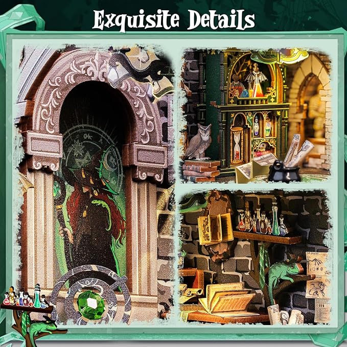 CUTEBEE Book Nook Kit - DIY Miniature House Magic Dollhouse Kit for Adults, Booknook Tiny House Bookshelf Decor 3D Wooden Puzzle, Gifts for Family, Friends (Darkness Common Room)