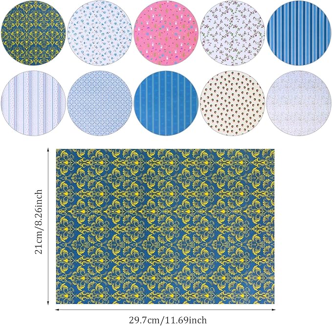 10 Sheets Dollhouse Wallpaper Miniatures Dolls House Floor Paper Card Sticker Effect Paper Flooring Pape-r Gloss Card Sheet Mini Lovely Wall Papers DIY 1/6 Dolls House Floorboards Real Life DIY Decor
