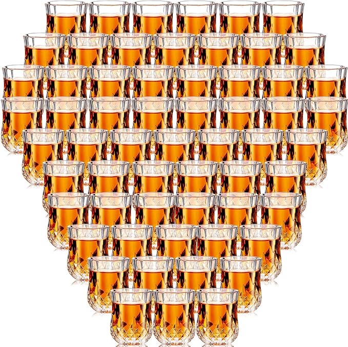 Meanplan Mini Shot Glasses Set Tasting Glasses Heavy Base Clear Shot Cup Cute Cordial Mini Wine Cups for Serving Whiskey, Wine, Juice (1.7oz,60 Pcs)
