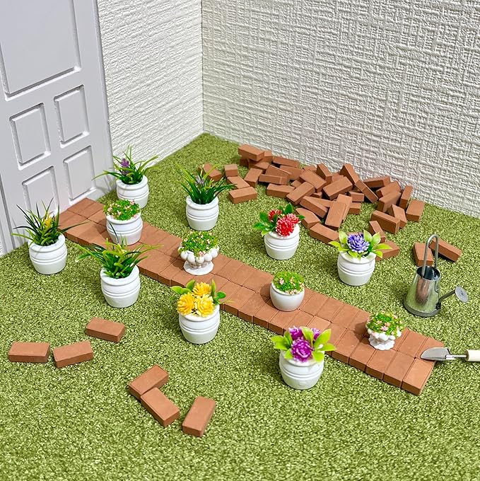 SAMCAMI Miniature Dollhouse Accessories, Mini Plants for 1 12 Scale Dollhouse, Miniature Fairy Garden Accessories, 14 Pieces (No.1)
