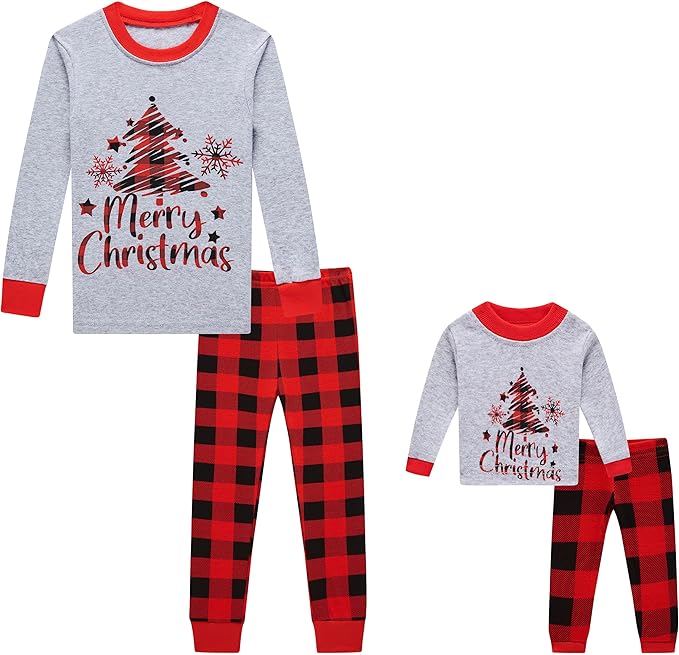 Babyroom Girls Matching Doll&Toddler 4 Piece Cotton Pajamas Toddler Christmas Sleepwear