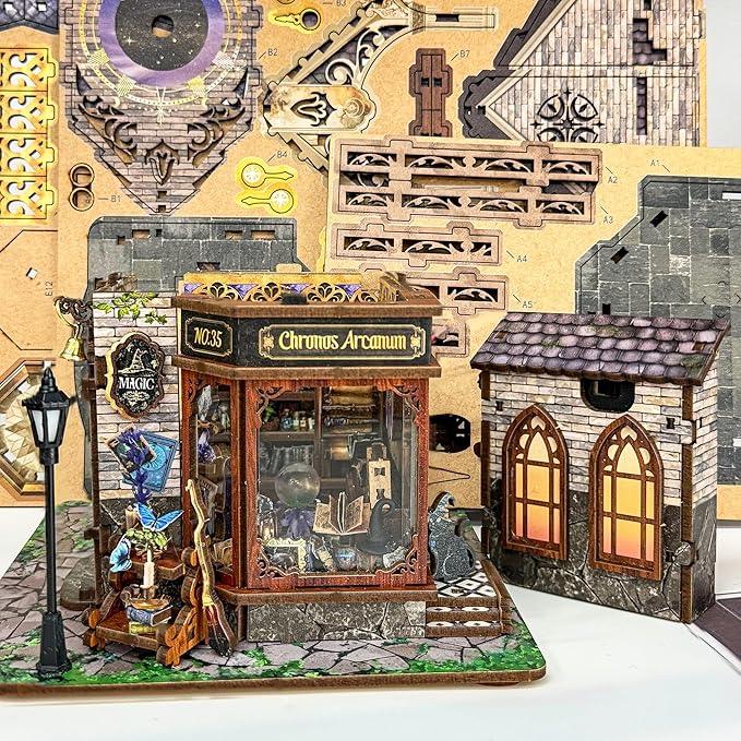 DIY Miniature House Kit, Book Nook Mini House Bookshelf Decor 3D Wooden Puzzle for Adults, Birthday Gift for Family, Friends - Time Magic Club