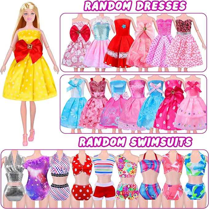 Doll Closet Playset with Doll, 342 Pcs Clothes and Accessories, Princess Dresses Top Pants Swimsuits Wardrobe Shoes Hangers and Other Accessories, Dress up Toys for Girls Toddlers Gift Toys