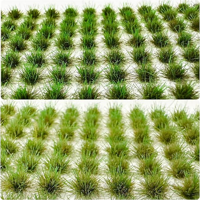 Woohome 208 PCS Static Grass Tuft Green Terrain Kit - Scenery Miniature Shrubs Bushes for Train Landscape Railway Artificial Grass Modeling