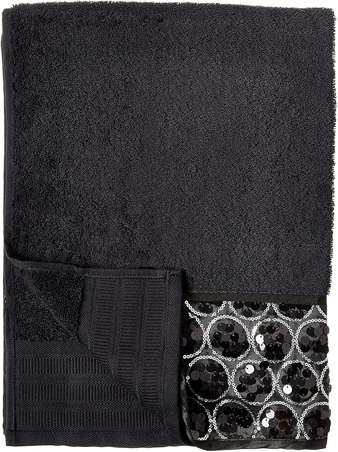 Zahari Home 4pc Sinatra Stylish Bathroom Accessories Set Black Soap Dispenser/Lotion Pump, Tumbler, Tooth Brush Holder and Soap Dish Modern Luxury Decor Bling Mosaic Glass Black Bathroom Accessories