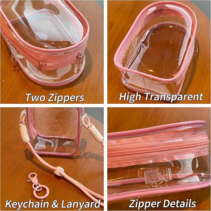 Clear Figure Display Bag with Keychain and Lanyard, Protective Doll Case, 15cm/5.91in Crossbody Doll Storage Bag