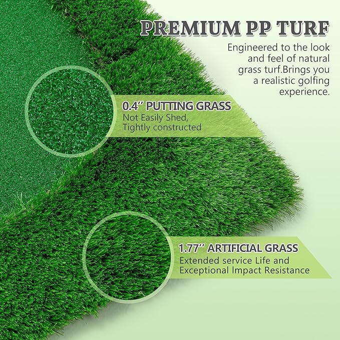 Jaxilyn Golf Putting Green Mat Professional Practice Mat with Putter,Movable Golf Cup, Slope Pad Professional Practice Mat for Outdoor/Indoor Training