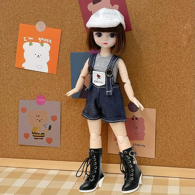 1 Pair Dolls Shoes Boots Fits 1/3 Scale BJD (24 inches Tall), High Heeled Canvas Shoes, Miniature Flat Foot Heels Sneakers Accessories, Zapatos para Pack for Cowboy Men and Women Dolls