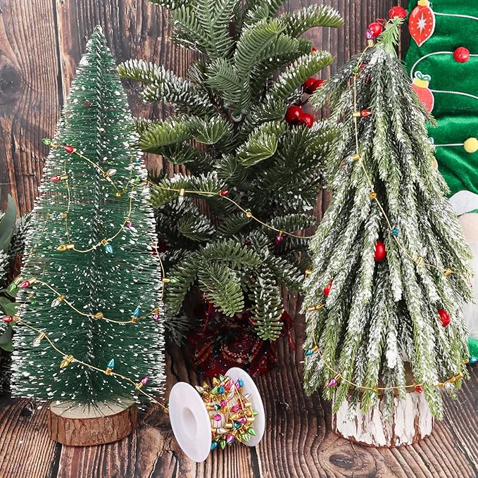 FOIMAS Mini Dollhouse Christmas Lights,Fake String Lights for Christmas Dollhouse Craft Fairy Garden Accessories