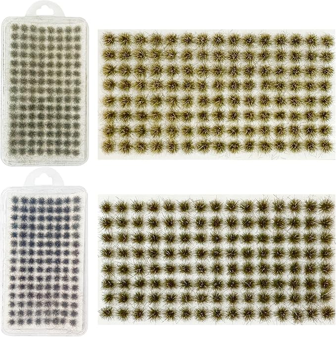 Woohome 208 PCS Static Grass Tuft Green Model Grass Tufts Terrain Model Kit Static Scenery Model Miniature Shrubs Bushes for Train Landscape Railway Artificial Grass Modeling