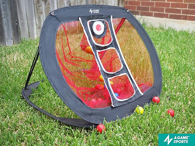 A GAME SPORTS Golf Chipping Net with Mat - Practice Net for Backyard & Indoor/Outdoor Swing Training