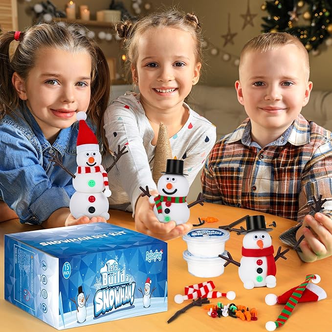 60 Pack Christmas Crafts, Christmas Snowman Presents Bulk, Build Your Snowman Kits, DIY Crafts Supplies for Kids, Party Favor for Girls and Boys, Christmas Stocking Stuffers for Kids