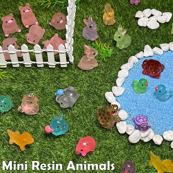 150pcs Mini Resin Animals, Mini Resin Figures for Fairy Garden Miniature Dollhouse Accessories Hide Crafts Decor Miniature Figurines