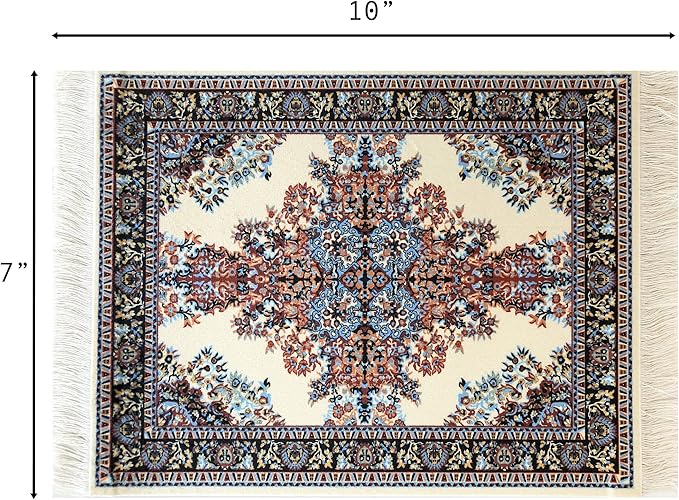 Beige Dollhouse Rug, Miniature Doll House Accessory, Carpet for 3” to 12” Dolls, 10 x 7, Rectangle, Toy Carpeting Decor