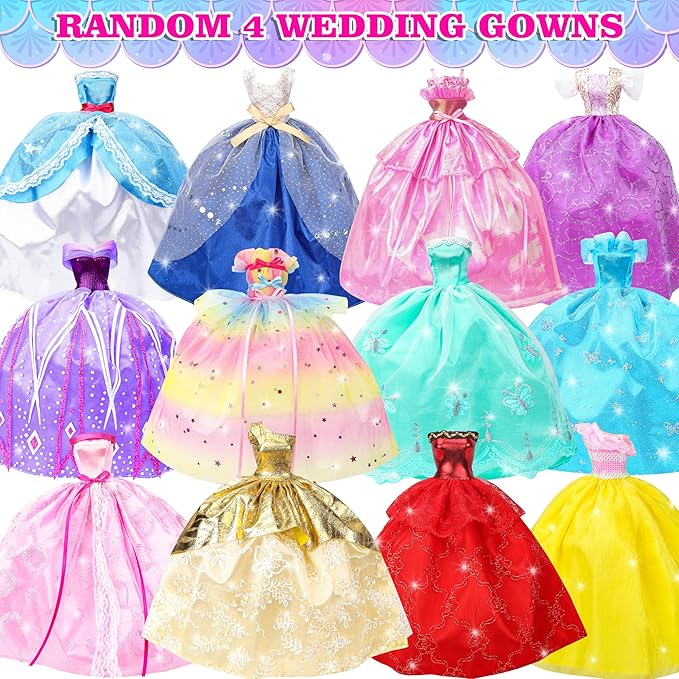 Style Shine Doll Clothes and Accessories Set, Wedding Gowns, Evening Dresses, Fashion Dresses, Casual Outfits Top and Pant, Swimsuit Bikini, Hangers, Shoes and Accessories Toys for Girl Birthday Gift