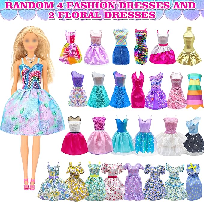 Style Shine Doll Clothes and Accessories Set, Wedding Gowns, Evening Dresses, Fashion Dresses, Casual Outfits Top and Pant, Swimsuit Bikini, Hangers, Shoes and Accessories Toys for Girl Birthday Gift