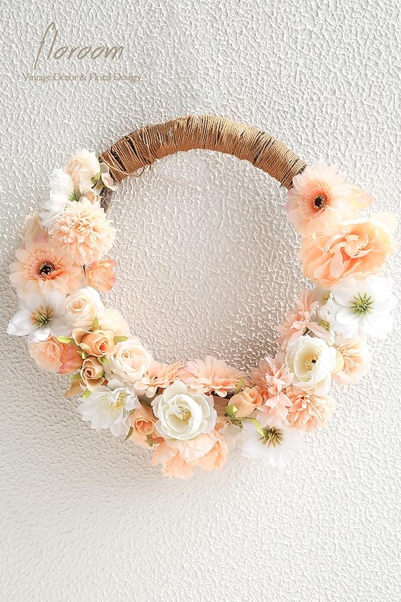 Floroom Mini Artificial Flower Heads Apricot Peach & Soft Cream Fake Peony Daisy Rose Multicolor Small Faux Silk Flower Heads for Cake Craft Garland Wedding Party Graduation Cap DIY Home Decoration