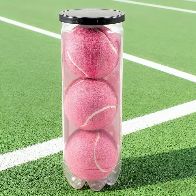 QF ENTHUSY Pink Tennis Balls, 3 Pack Colored Tennis, Suitable for Beginner, Training, Matches & Practice Sessions
