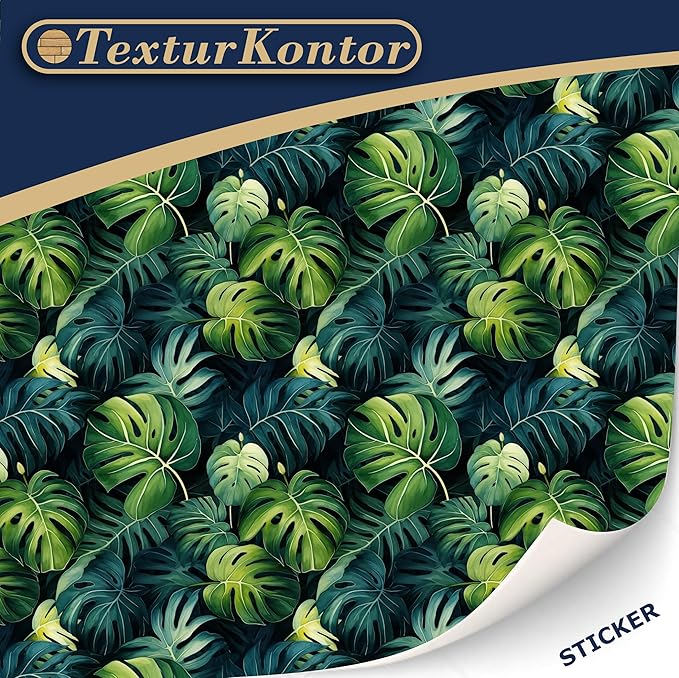3 Sheets Self-Adhesive Wallpaper for Dollhouses - Scale 1:12 Modern Art Deco Wallpaper (Monstera)