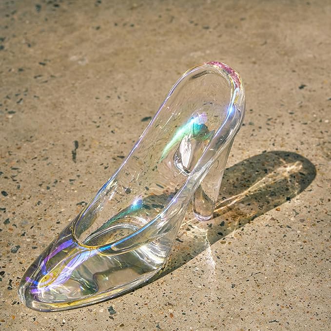 QFkris 2 Pack Colorful Cinderella Glass Slipper Christmas Decoration for Girls Room Decor, Glass Cinderella Heels for Party Decorations, Princess Birthday Bedroom Decor, for Women