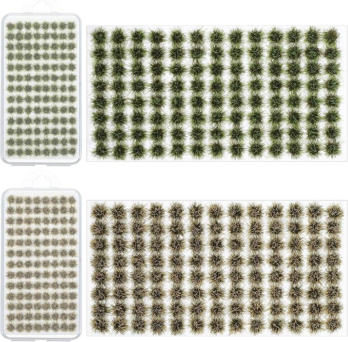 QfwdfcTrenz 208 Pcs Static Grass Bushy Tuft, Model Grass Tufts or Train Landscape Railway Model Artificial Scenery DIY Miniature Shrubs Building Layout Miniature Plants (Two Colors)