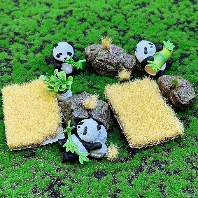 Woohome 2 PCS Static Grass Tuft Railway Artificial Grass for Train Scenery, Railway Landscape, Military Sand Table DIY, Light Yellow