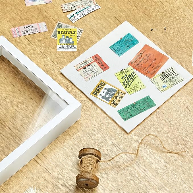 11x11 Shadow Box Picture Frame Display Case with Soft Linen Back-Thickened Panel,Large White Deep Shadow Box Frame 11x11 for Graduation Flower Medal Pet Photo Craft Memorial Gift