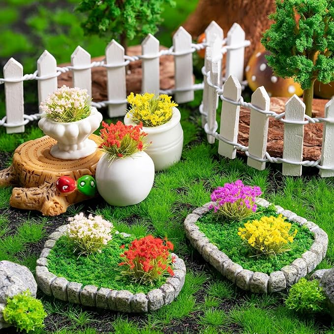 WDAHDHP Miniature Colorful Cluster Flower, 70Pcs Vegetation Groups Static Grass Tufts for DIY Craft Train Landscape Railroad Scenery Sand Military Layout Model Miniature Bases and Dioramas