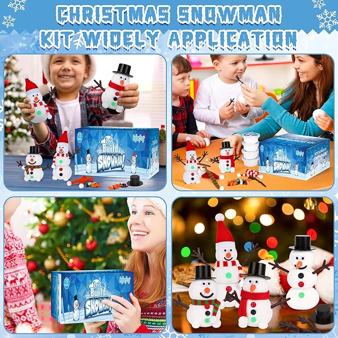 30 Pack Snowman DIY Kit, Christmas Crafts Supplies, Christmas Stocking Stuffers for Kids, Build a Snowman Kit with Air Dry Clay Xmas Stocking Stuffers Presents for Party Favors Winter Activities