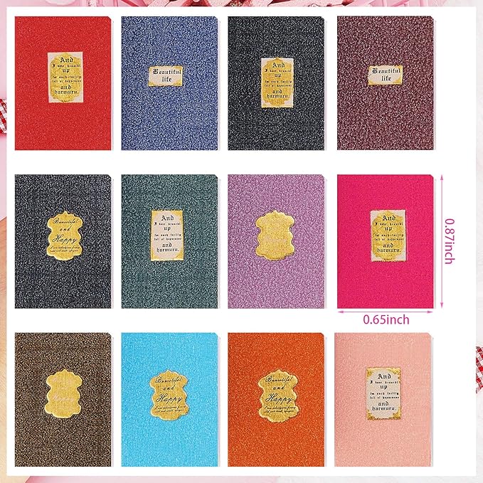 Skylety 24 Pieces 1:12 Scale Miniatures Dollhouse Books Assorted Miniatures Dollhouse Accessories Small Books Decoration Accessories Doll Toy Supplies(Label Style)