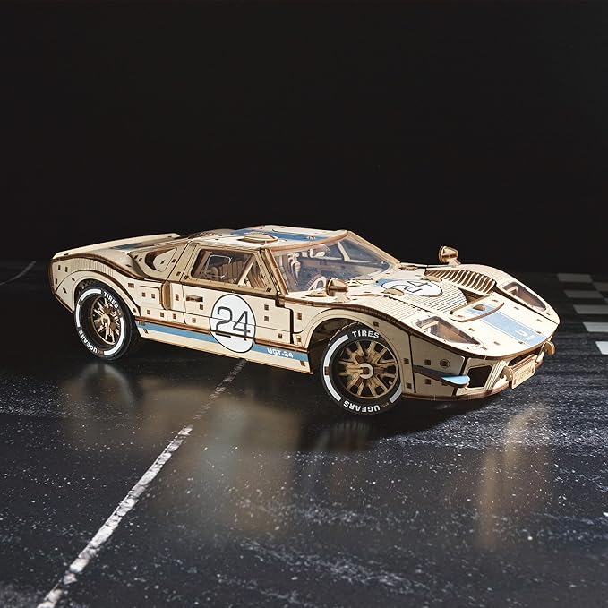 UGEARS UGT-24 Endurance Racer 3D Wooden Puzzles for Adults - DIY Model Car Kits 3D Puzzle, Mechanical Wooden Model Kits for Adults to Build, Wood Sports Car Racing Brain Teaser, Hobby Gift