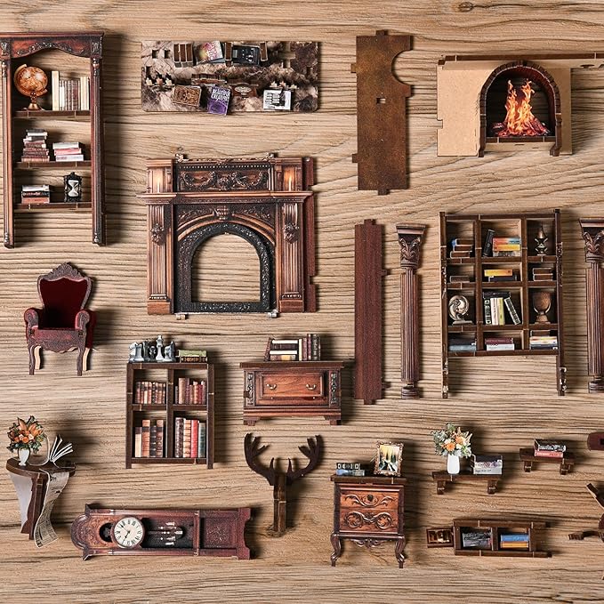 Book Nook Kits 3D Wooden Puzzles for Adults Crafts Miniature Dollhouse Kit & DIY Miniature House Kit, Tiny House Building Kit Bookshelf Decor - The for Family and Friends
