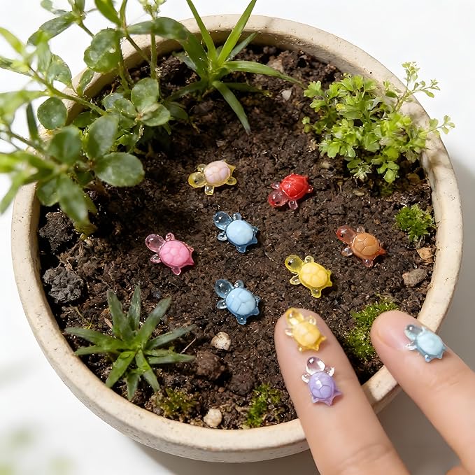100Pcs Resin Turtle Moulds Set, Mini Animals for DIY Crafts, Dollhouse Miniatures, Garden Decor