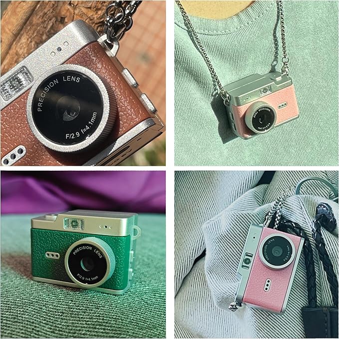 SUMUYO Mini Keychain Camera,1080P Tiny Digital Camera,Pocket Video Recorder with 32GB Card,Fun Funny Gifts for Kids & Adults Stocking Stuffers for Travel,Birthdays Gadgets (Brown)