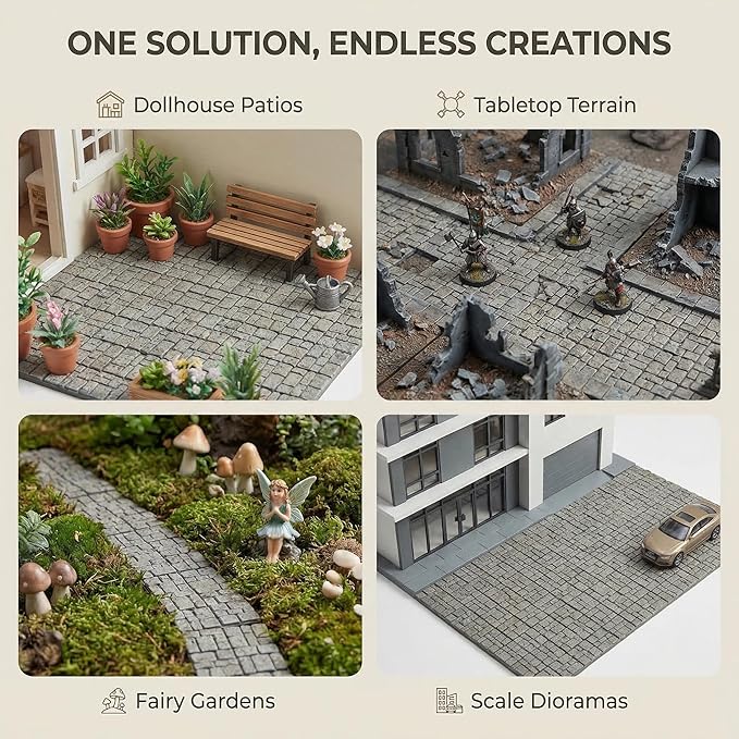 Dollhouse Flooring, Miniature Pavement Bricks, 1/12 Scale Accessories, Mini Bricks for Landscaping, 50pcs, REDUCIO!