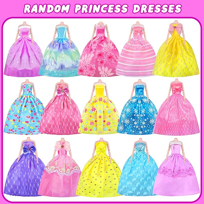 Doll Closet Playset with Doll, 342 Pcs Clothes and Accessories, Princess Dresses Top Pants Swimsuits Wardrobe Shoes Hangers and Other Accessories, Dress up Toys for Girls Toddlers Gift Toys