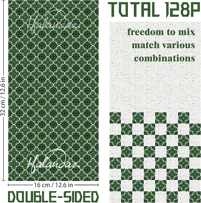 Halandar Dollhouse Flooring Tiles on 1/12 1/6 Scale Miniature Decor Accessories 128pcs Double-Sided