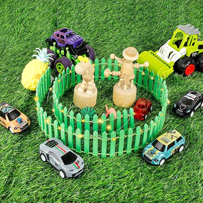 Mini Fairy Garden Fence, 35.5x2 Inch Cuttable Small Wood Picket Fence, DIY Miniature Accessories Decoration for Dollhouse, Crafts, Vegetable Platter, Cake(Light Green)