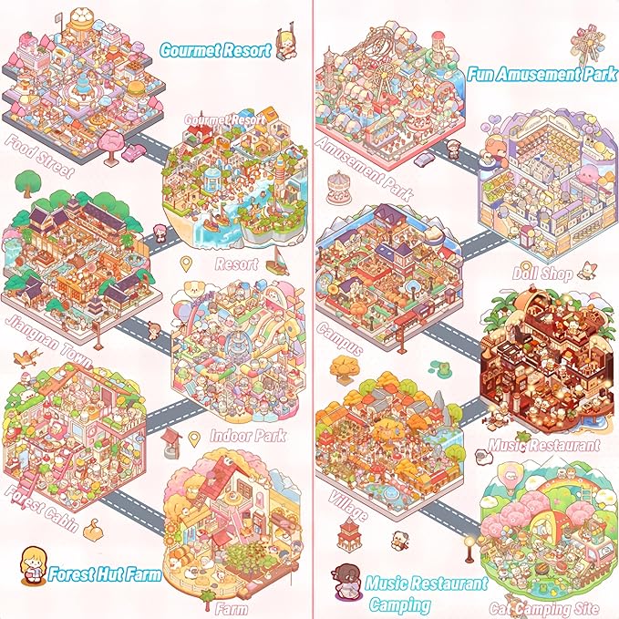 DIY 3D Scene Stickers Set for Adults - 3D Sticker Scene Miniature Scene Stickers - Room Stickeer Book for Adults Kids - Fun Room Sticker Book