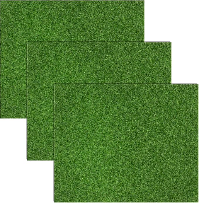 3 Pcs Fake Grass Mat, 10 X 12 Inch Miniature Fake Garden Grass, Grasses Mat for Craft Outdoor Decor Dollhouse DIY Ornament